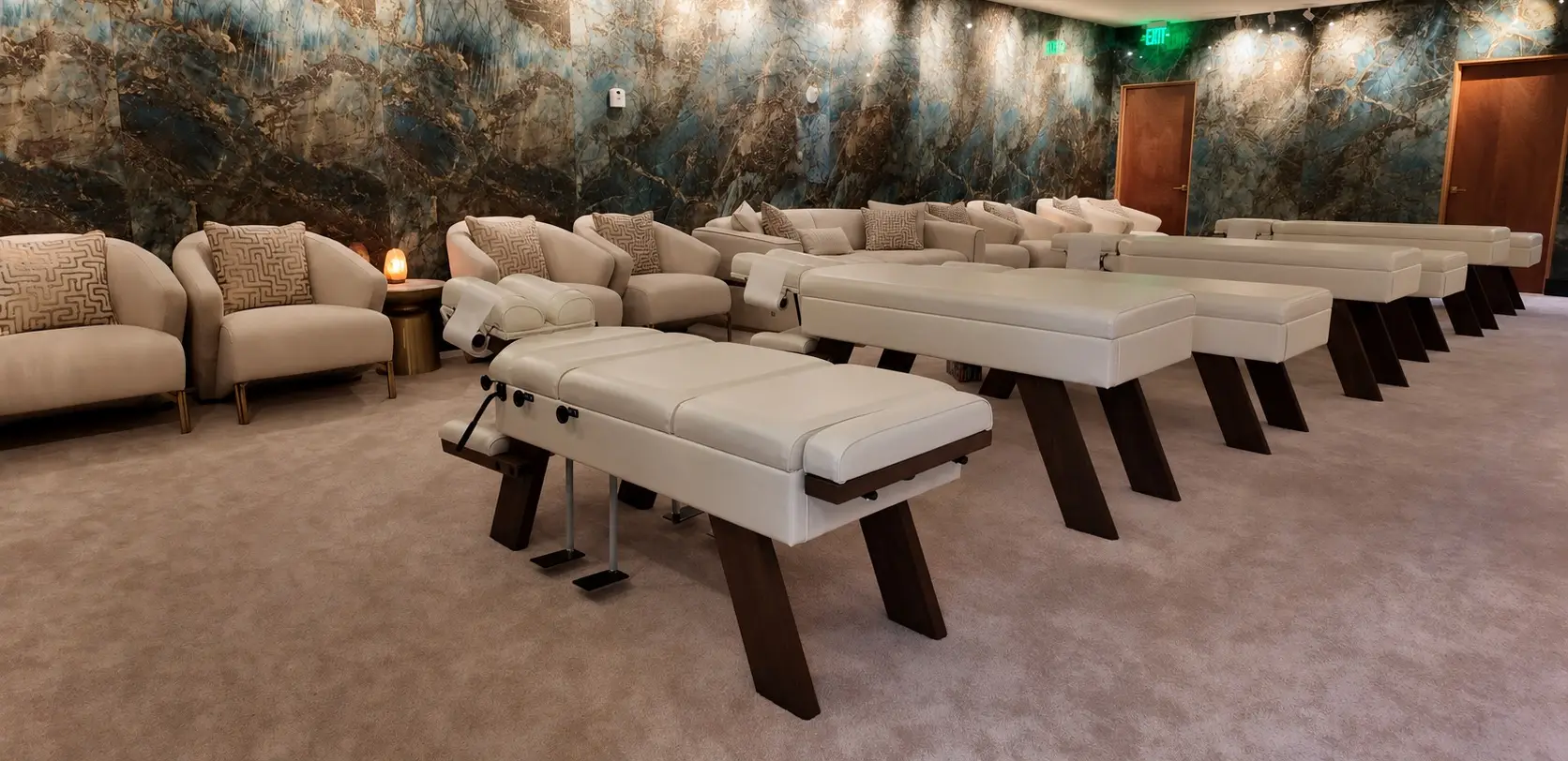 About The open adjusting room at Luxury Chiropractic in North Miami Beach