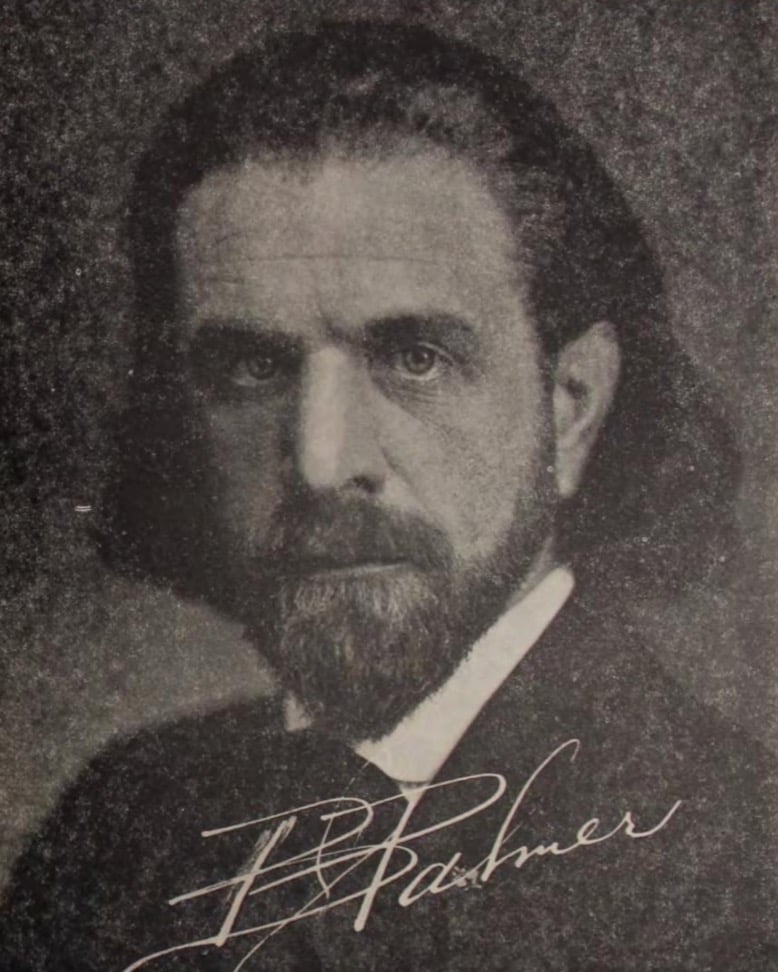 Bartlett Joshua Palmer, photographed for a 1925 publication, with his signature.